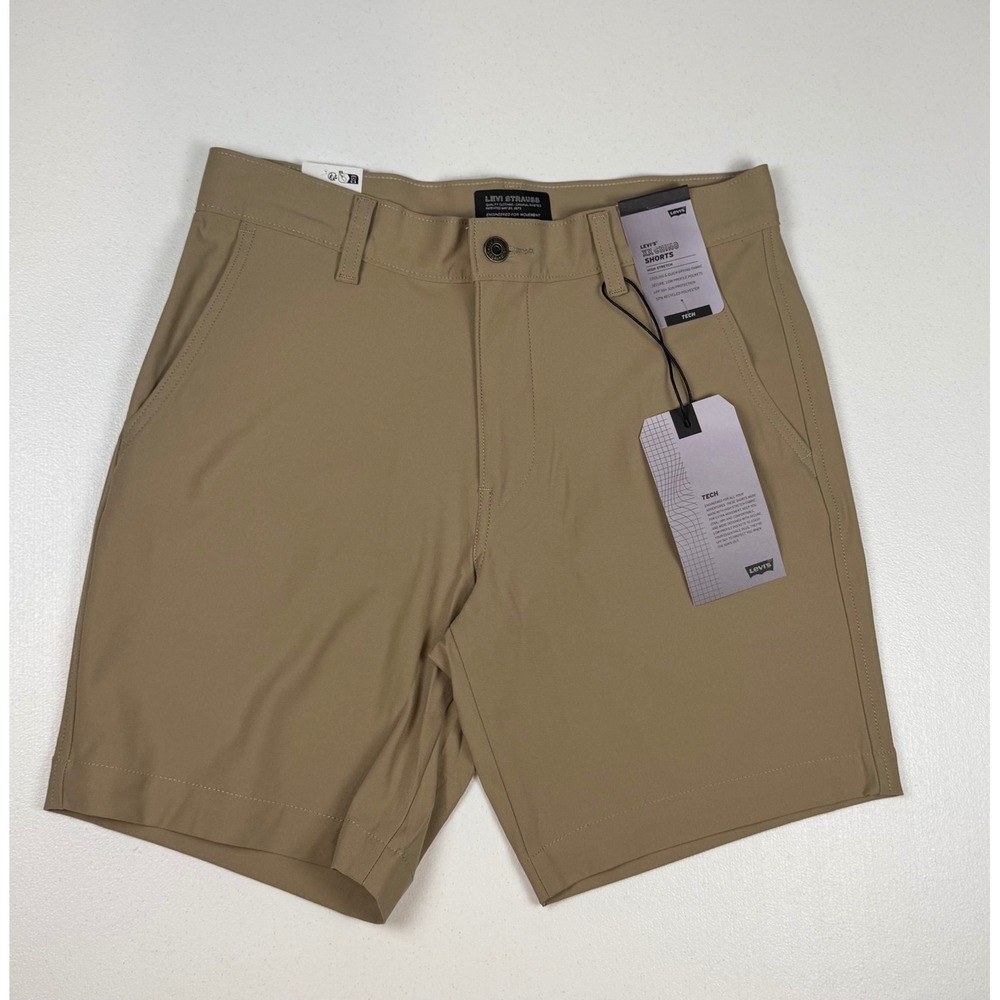 Levis XX Chino Tech Shorts Mens 30 Khaki Tan Stretch Cooling Quick Dry UPF 50+‎